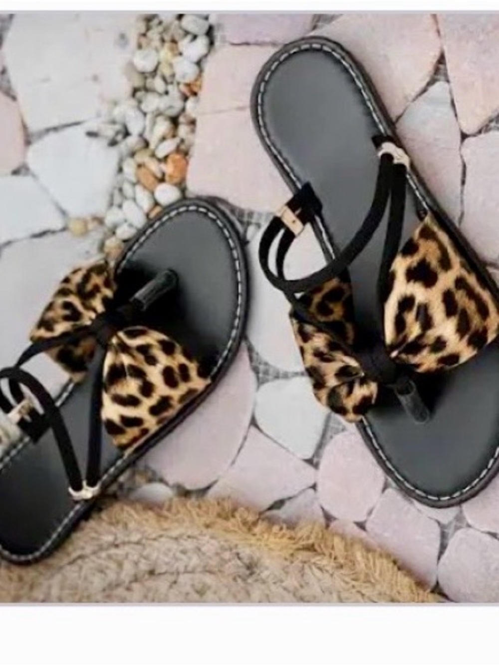 Leopard Print Sandals. Large Bow Look And Adjustable Straps. Sz 9 - Picture 3 of 3